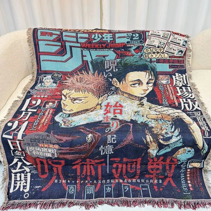 Anime Dragon Ball & One Piece Cotton Blanket – Casual Decorative Throw for Bed, Sofa, and Home Decor