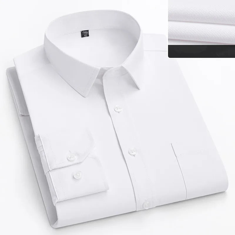 Men’s Plus Size Dress Shirt - Long Sleeve Business Office Shirt 8XL-11XL Regular Fit White Top