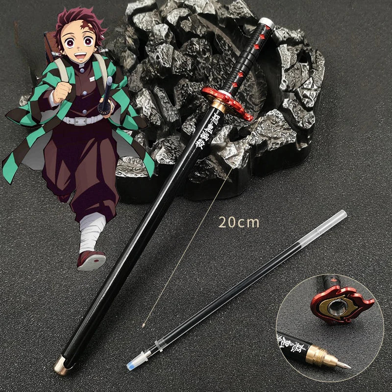 Demon Slayer Gel Pen - 0.5mm Black Ink Anime Sword Design Pen for Students, Cosplay Fans and Gifts