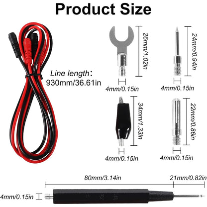 16PCS Multimeter Test Lead Kit - Replacement Wires with Alligator Clips, Banana Plugs and Probe Tips