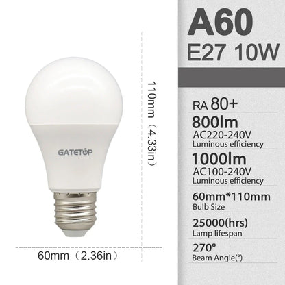 E27 LED Light Bulbs - 3W to 24W A60 G45 Energy Saving AC 110V 220V Home Lamps