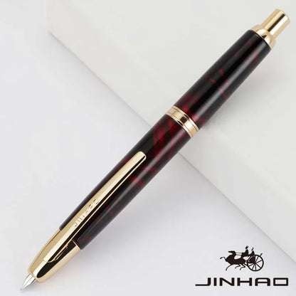 Jinhao 10 Metal Fountain Pen – Press-Out Nib, Retractable Fine Nib with Ink Converter