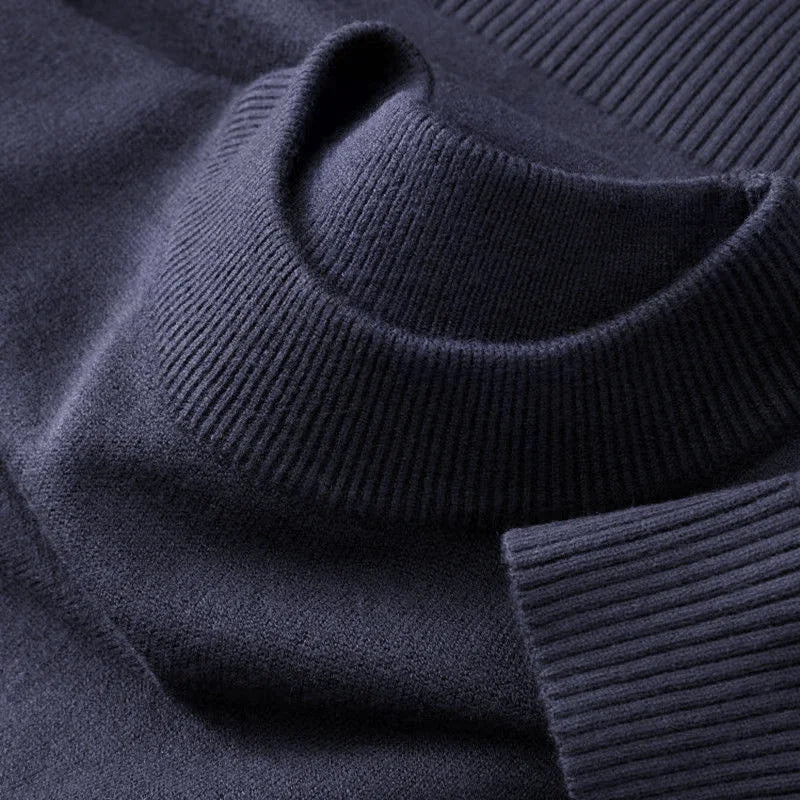Men's Autumn Mock Turtleneck Sweater - Lightweight Warm Long Sleeve Knitted Casual Streetwear Pullover Top