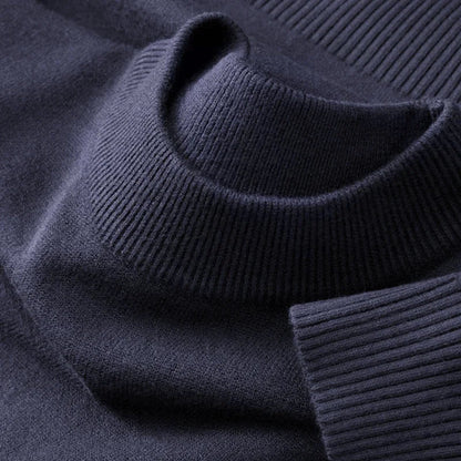 Men's Autumn Mock Turtleneck Sweater - Lightweight Warm Long Sleeve Knitted Casual Streetwear Pullover Top