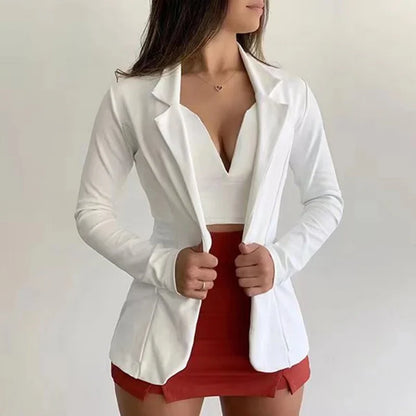 Women's Formal Blazer Jacket - Office Workwear Loose Fit Pocket Suit Coat