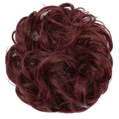 Synthetic Messy Hairpiece Chignon Scrunchie – Blonde & Brown Donut Bun for Women, Elastic Daily Use Hair Extension H9