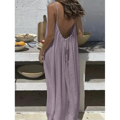 Women Strapless Backless Maxi Dress - Loose Comfortable Casual Home Sleepwear Long Dress