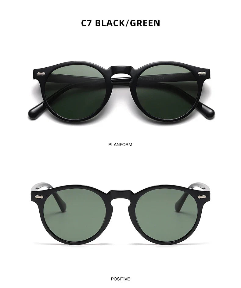 Retro Round Polarized Sunglasses – Vintage Fashion Shades for Men & Women, Driving Eyeglasses