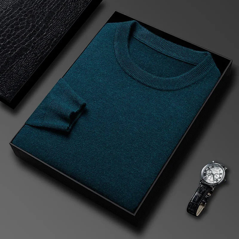 Men's Casual Diamond Pattern Sweater - Round Neck Long Sleeve Knitted Fashion Pullover Versatile Top