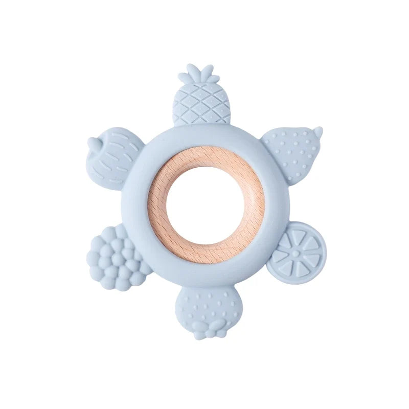 Baby Silicone Teether Toy - BPA Free Dental Chew Ring Bracelet for Infant Teething Relief and Kids Gift