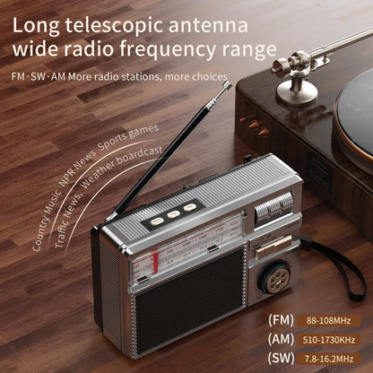 Retro All-Band Portable Radio – Wireless Audio, Solar & Multi-Mode Charging, Long Battery Life Outdoor Emergency Radio with Multiple Playback Modes