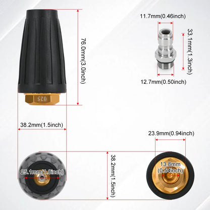 Turbo Rotating Nozzle for Pressure Washer – 360° Adjustable Spray with 1/4" Quick Connector, 4000 PSI, Multiple GPM Options