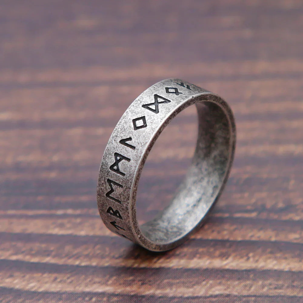 Fashion Retro Viking Rune Ring – 316L Stainless Steel Odin Letter Amulet, Couple Jewelry Gifts for Men & Women