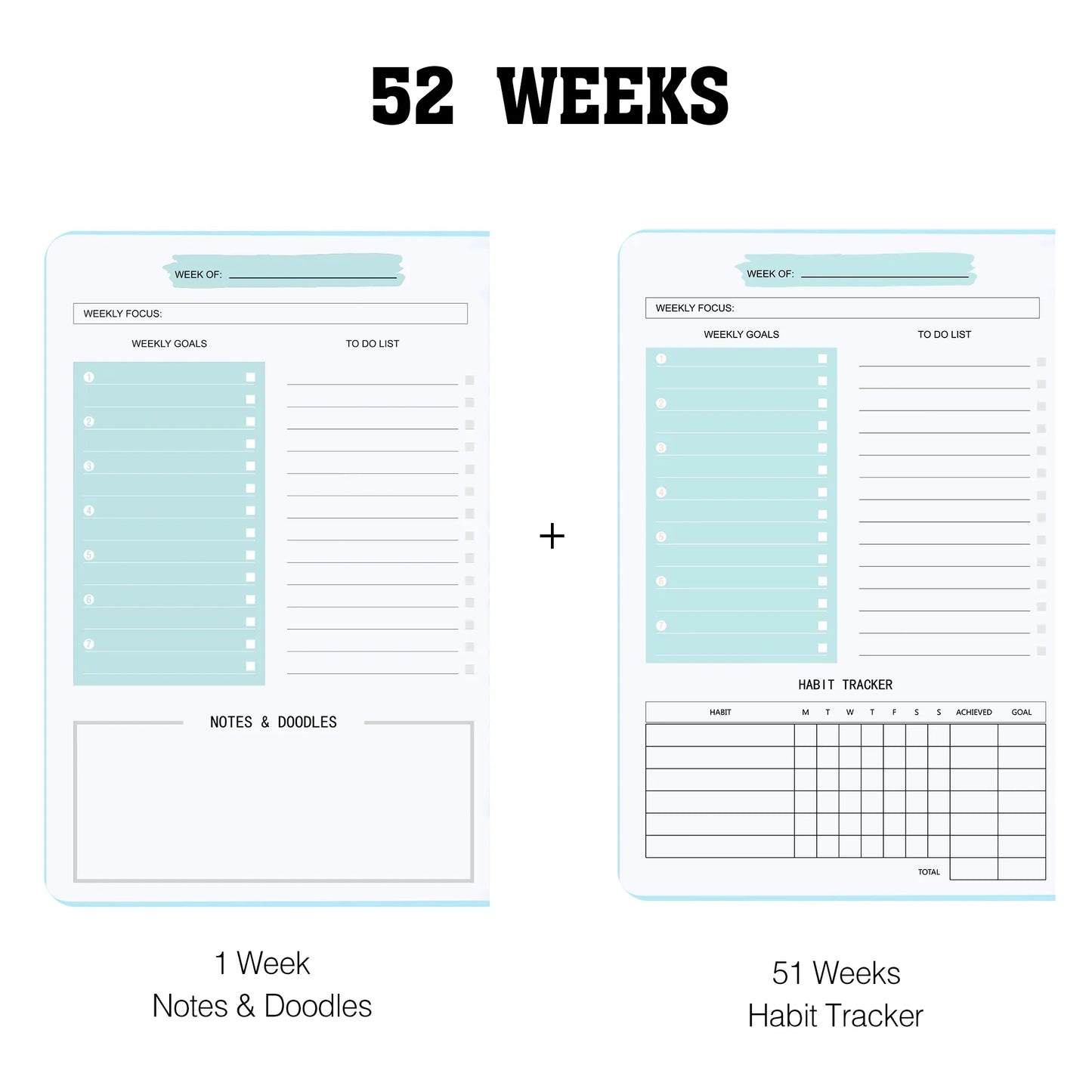 2024 Weekly Planner Agenda - A5 Notebook with Pouch, 52 Weeks Schedules, Stationery for School and Office Supplies