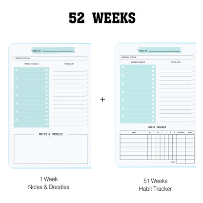 2024 Weekly Planner Agenda - A5 Notebook with Pouch, 52 Weeks Schedules, Stationery for School and Office Supplies