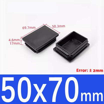Black Square Tube End Caps - Plastic Blanking Plugs for Furniture, Tables & Chairs 10-100mm