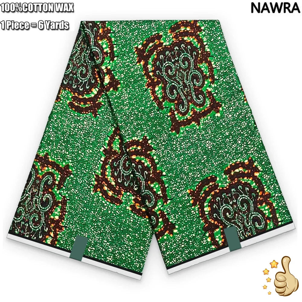100% Cotton African Real Wax Fabric - Ankara Batik Pagne Sewing Material for Women's Dresses