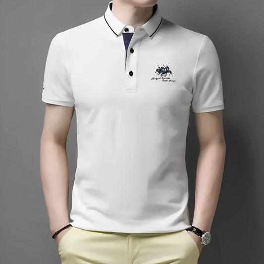 Custom Men's Embroidered Polo Shirt - Short Sleeve Casual Summer Fashion Top