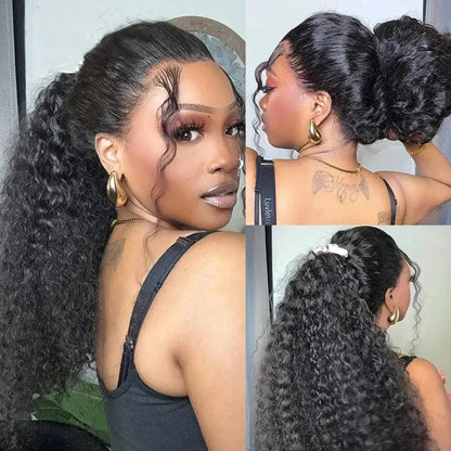 Invisi Strap 360 Lace Frontal Wig – Pre-Plucked Deep Curly Glueless Human Hair Wig, Pre-Cut Full Lace Wig