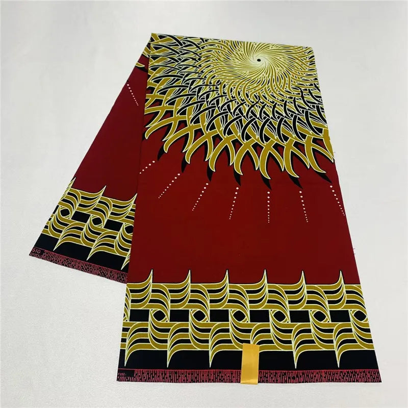 6 Yards African Real Wax Ankara Fabric - 100% Cotton Party Dress Print