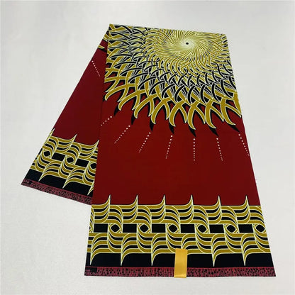 6 Yards African Real Wax Ankara Fabric - 100% Cotton Party Dress Print