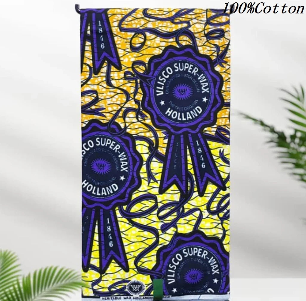 African Ankara Wax Print Fabric - 100% Cotton Batik Material for Sewing & Wholesale 6 Yards