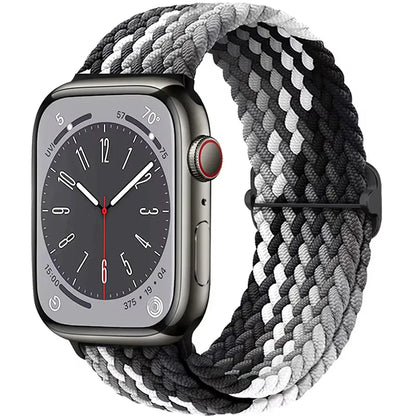 Braided Solo Loop Apple Watch Ultra Band – Elastic Nylon Adjustable Bracelet Strap for iWatch SE, Series 3–9 (38mm–49mm)