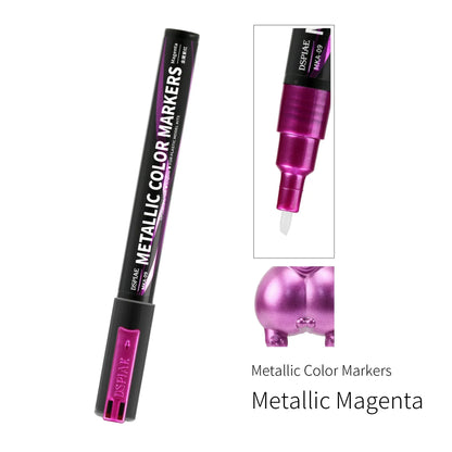 DSPIAE MKA Super Metallic Brush Pen – 12 Water-Based Colors with Soft Tip for Gundam & Mecha Model DIY Hobby