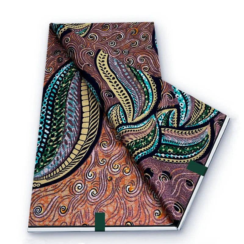 2026 African Real Wax Fabric - 100% Cotton Soft Ankara Batik Gold Print