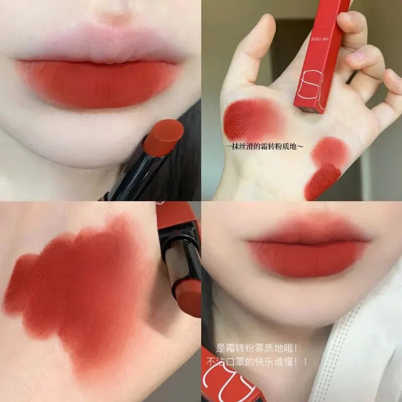 TX010 Thin Tube Matte Lipstick - Waterproof Sweatproof Long-Lasting Lip & Cheek Color Makeup