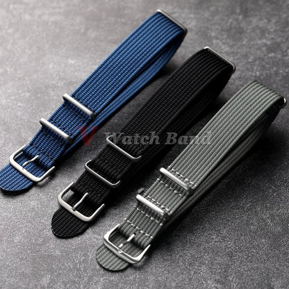 Ribbed Nylon Watch Strap - 18mm 20mm 22mm Military Style Replacement Watchband