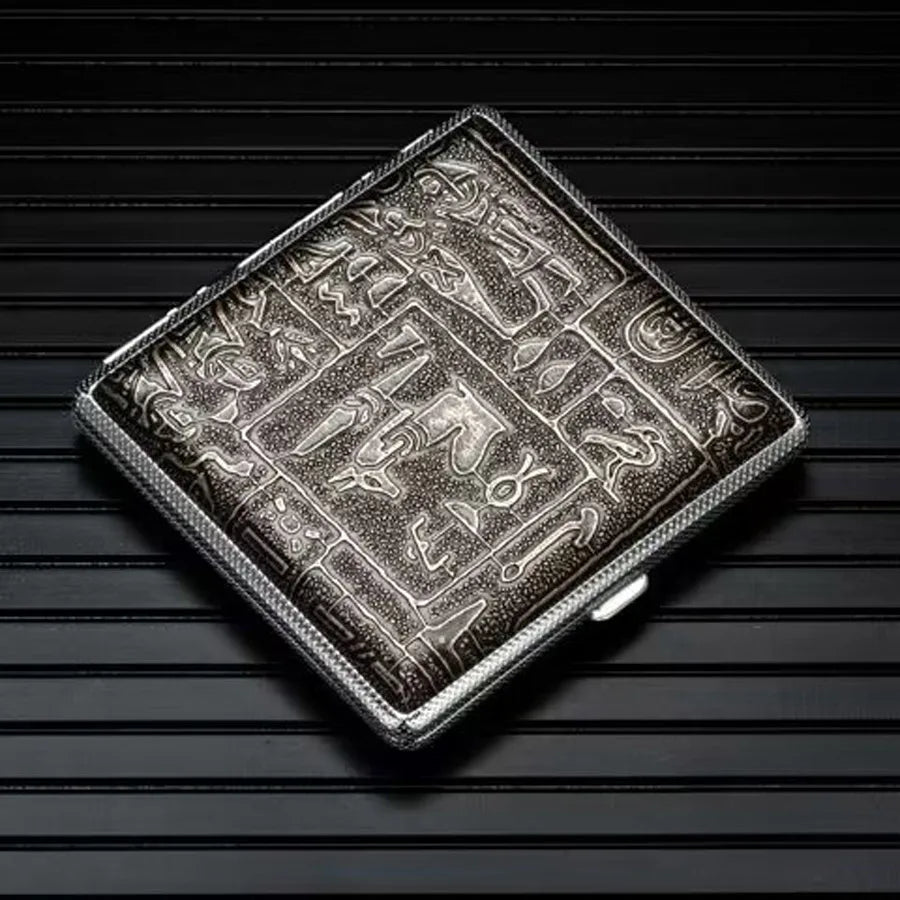 Leather Cigarette Case Holder - 20-Stick Capacity Metal Storage Box for Men, Portable Smoking Accessory Gift