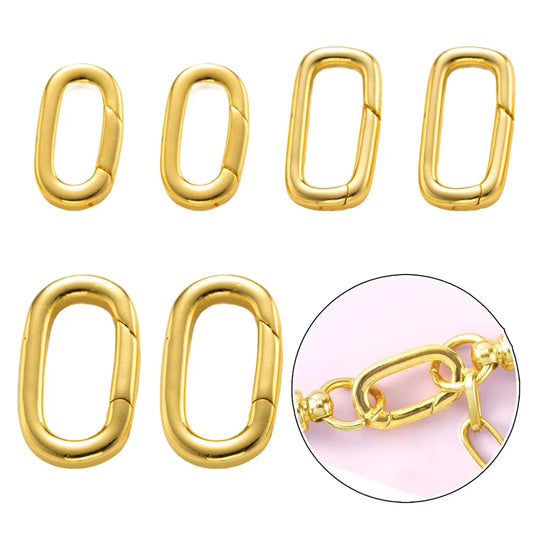 2PCS Gold Filled Oval Clasp - 14K/18K Spring Connector Carabiner for DIY Jewelry Necklace & Bracelet Making