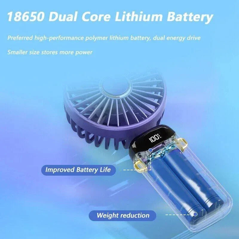 Digital Display USB Handheld Mini Fan – Portable Foldable Silent Fan for Office, Students, Desktop with Multi-Speed Adjustment