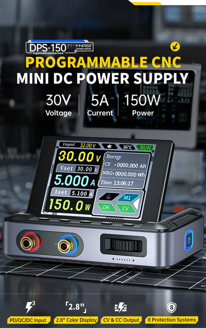 FNIRSI DPS-150 Mini Laboratory DC Power Supply — Adjustable 30V 5A Digital Display CNC Regulator