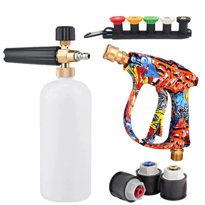 4350 PSI High-Pressure Water Gun - 1L Foam Cannon with 1/4" Quick Connect for Karcher K Series