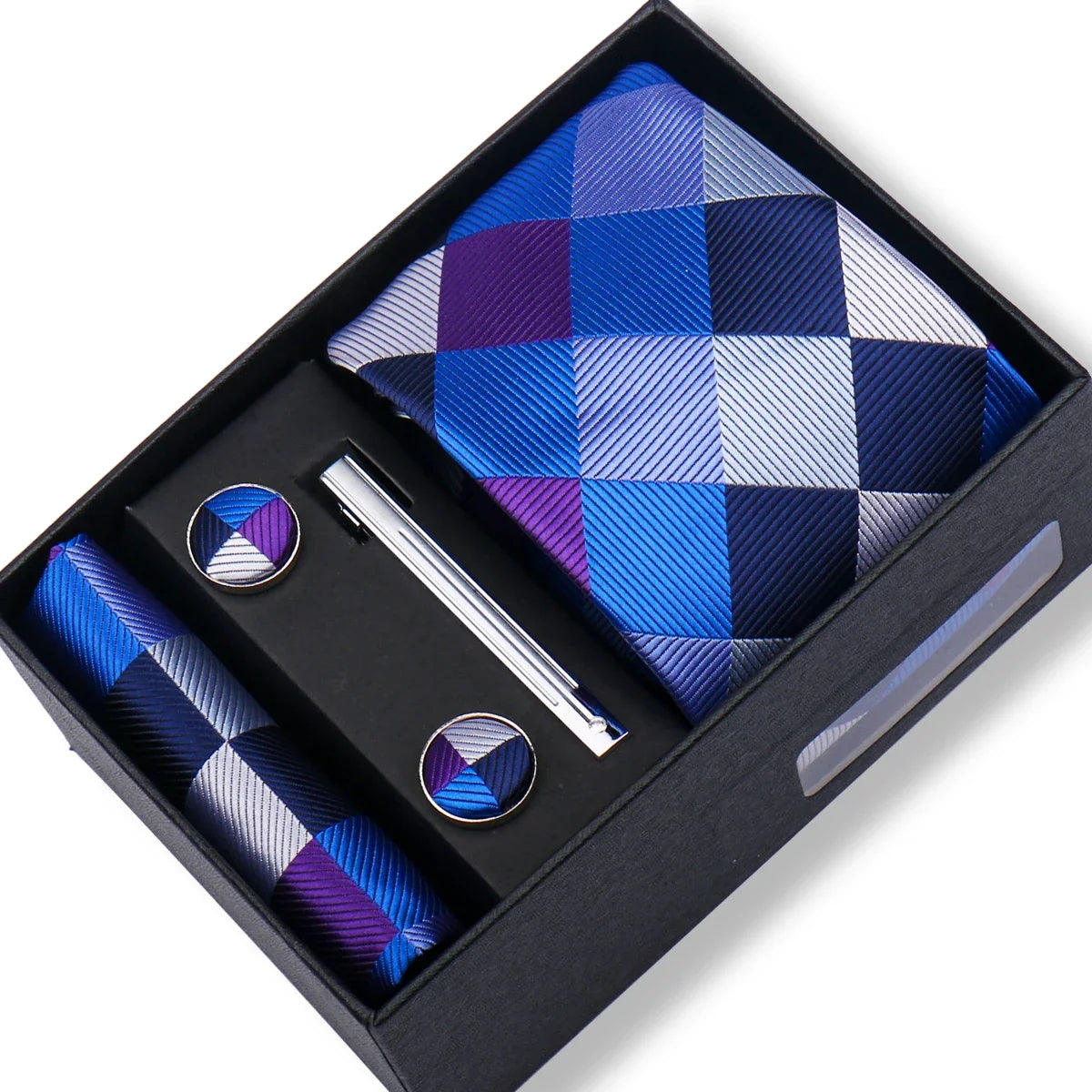 Men’s Green Business Tie Set - Premium Necktie with Hanky, Cufflinks & Tie Clip Gift Box for Wedding Formal Wear