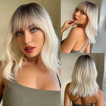 CharmSource Pink BOBO Short Synthetic Wig for Women — Natural Wave, High-Density, Heat-Resistant Hair for Daily & Party