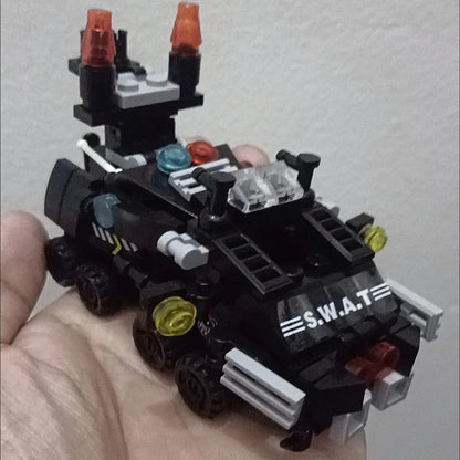 6-in-1 Police Truck Mech Dinosaur Building Blocks - Tank, Helicopter & Fire Truck Educational Toy