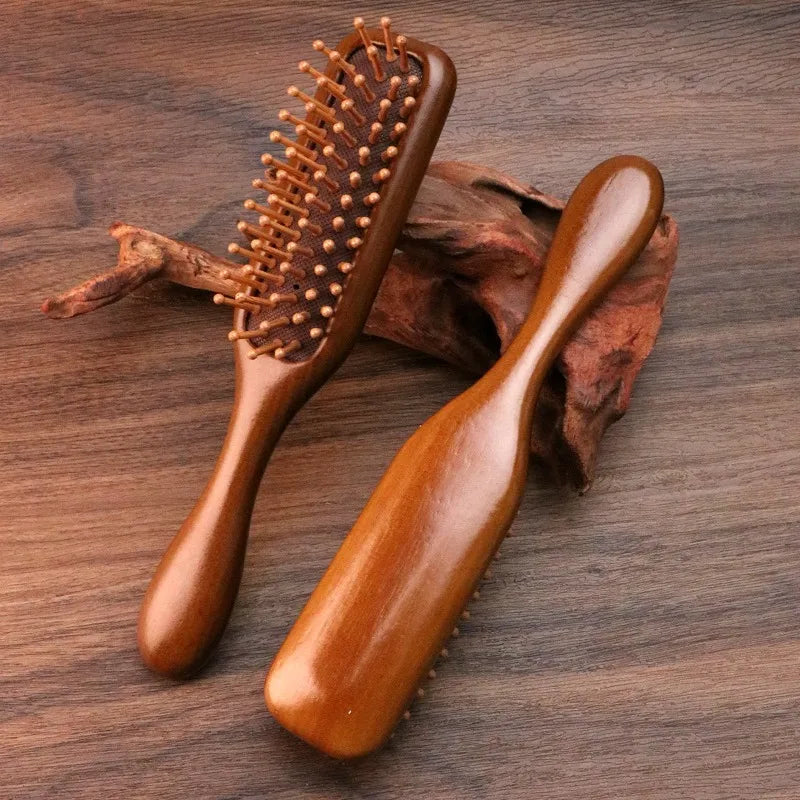 Natural Wooden Comb – Anti-Static Meridian Massage, No-Snag Wide Tooth Comb for Straight & Curly Hair for Women & Girls