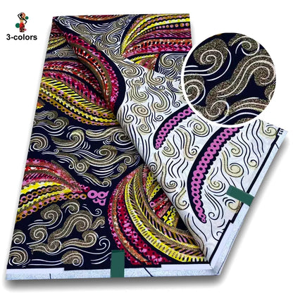 Super Glitter Golden Wax Fabric - Soft Cotton Ankara Batik with Flash Gold Print for Nigerian & African Fashion