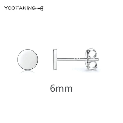 925 Sterling Silver Ear Needle Earrings – Simple Circular Gold & Silver Studs for Women Jewelry (Multiple Sizes)