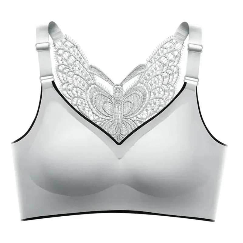 Padded Seamless Butterfly Lace Sports Bra – Push Up Shockproof Women’s Bralette, Comfortable Beautiful Back Support Tank Top Underwear
