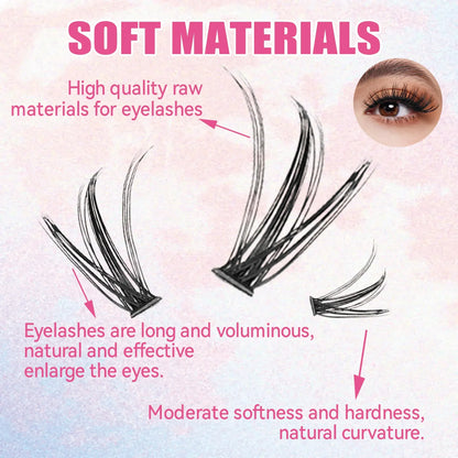 DIY Eyelash Extension Kit — 200 PCS Cluster Lashes with Lash Bond, Seal & Glue Accessories for Makeup Application