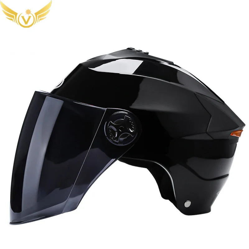 LED Motorcycle Helmet with Double Visor – Rechargeable Electric Scooter & Bicycle Safety Helmet for Men & Women Night Riding Protection