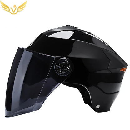 LED Motorcycle Helmet with Double Visor – Rechargeable Electric Scooter & Bicycle Safety Helmet for Men & Women Night Riding Protection