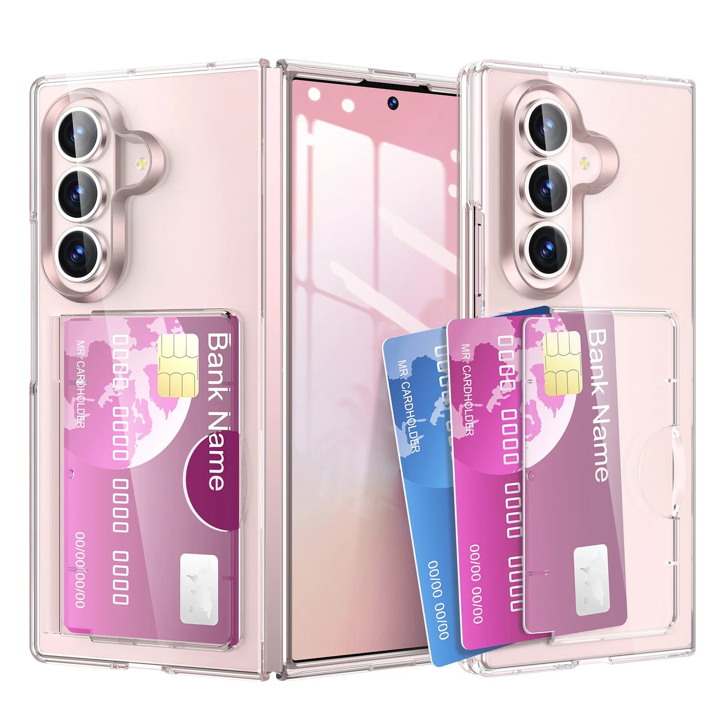 Luxury Matte Card Holder Case - Slim Shockproof Hard PC Protective Cover for Samsung Galaxy Z Fold 7 & Z Fold 6 Folding Phone