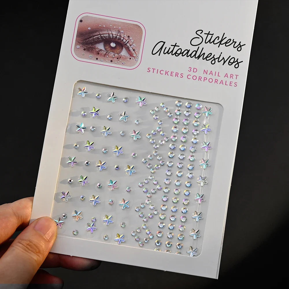 5D Face Diamond Gem Stickers - Colorful Rhinestone Body Makeup Tattoo for Festival, Nail Art & DIY Bling Style