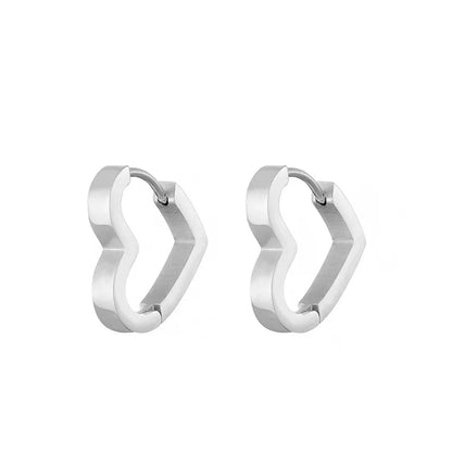 Classic Stainless Steel Hoop Earrings - Heart, Star, Oval & Geometric Punk Hip Hop Jewelry for Women & Men