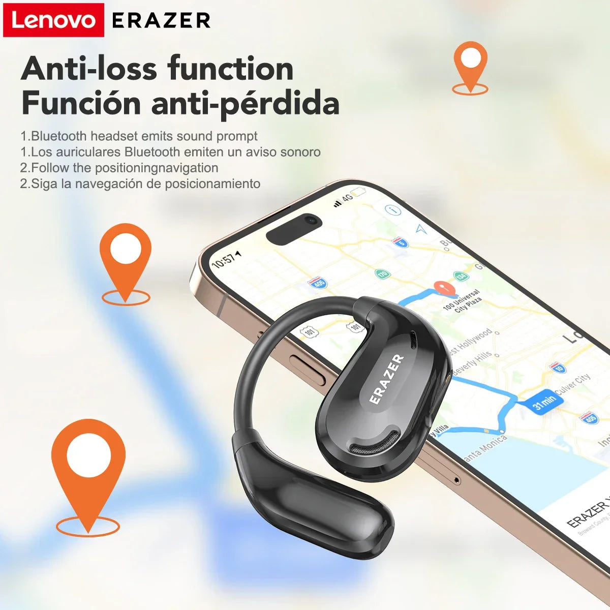 ERAZER XT66PRO Bluetooth Earphones – ASMR Wireless Headset with AI Translator, DIY App Control, 13-Hour Battery & Display